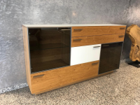 Schröder Franz - Highboard Kitzalm Montana Kernasteiche Natur Gebürstet Akzent Satinglas Snow Grau - 4