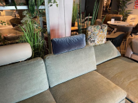 Brühl - Ecksofa Alba System M Stoff 3613 32 Grün Blau Winkelfuß Schwarz Mit Kopfstützbügel Und Kissen - 2