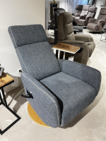 Natura - TV Sessel Sommerville Stoff Amsterdam Blau Grau Drehteller Eiche Bianco 2 Motorisch Mit Akku - 2
