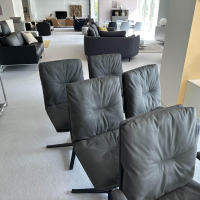 Hülsta - 6er-Set Stuhl D 27 Leder Nubuk Touch 5617 Schwarz Drehgestell Metall Schwarz Pulverbeschichtet - 6