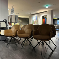 Gealux - 6er-Set Drehstuhl Tucson Leder Brown Braun Gestell Schwarz Drehbar - 7