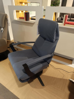 WK Wohnen - Relaxsessel WK 616 Carlos Leder G Davinci Night Blau Grau 4 Sternfuß Metall Black Schwarz Matt Mit Motorischer Kopfteilverstellung Und Aufstehhilfe - 4