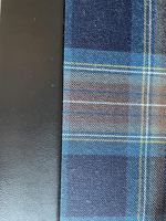 Gruber - Kommode Hollywood Stoff Und Leder Blau Schwarz Kariert Korpus Holz Schwarz - 3