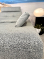 Contur - Ecksofa Comodo Stoff Q2 Rustico Azuro Grau Füße Metall Anthrazit Inklusive Lendenkissen - 6