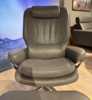Stressless - Relaxsessel Rome Mit Hohem Rücken Leder Cori Grey GrauGestell Cross Aluminium Chrom Inklusive Hocker - 6