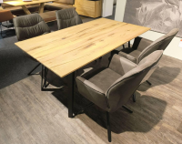 Niehoff - Essgruppe Taiga Tappas Sessel Stoff Aberdeen Anthrazit Gestell Eisen Schwarz Tisch Balkeneiche Natur Massiv - 4