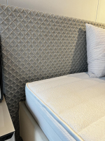 RÖWA - Doppelbett Someo Gestell Stoff Soft Basic RM766 Beige Kopfteil Stoff Pure Origami RM779 Grau - 2