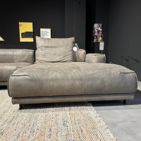 freistil Rolf Benz - Ecksofa Freistil 136 Leder 9225 Braungrau Füße Stahl Tiefschwarz Inklusive Kissen Mit Rolle - 6