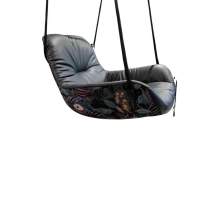 Freifrau - Schaukelsessel Leya Swing Seat Indoor Außen Stoff Gobelin Oasis Pfaumotiv Innen Leder Adora Ebony 95001 Schwarz - 2