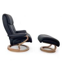 himolla - Sessel 7037 Zero Stress Echtleder Longlife Black Schwarz Gestell Buche Inklusive Hocker - 3