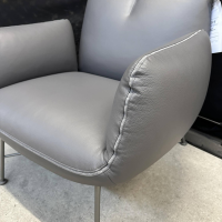 COR - Clubsessel Jalis 26188 Leder 248 Asche Grau Nahtband 5091 Mittelgrau Grau Drahtgestell F02 Feinstruktur Platin - 4