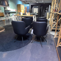 Gealux - 6er-Set Vierfußstuhl Leder Polo 1045 Schwarz Gestell Schwarz Drehbar Inklusive Filzgleiter - 5