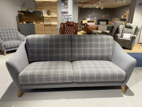 Schröno - 2er-Set Sofa Seefeld Stoff 651801 Grau Kariert Füße Eiche Massiv Natur Inklusive Sessel - 6