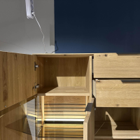 Wöstmann - Highboard Solana Wildeiche Massiv Soft Gebürstet Lamellen Akzent Inkl. Beleuchtung - 5