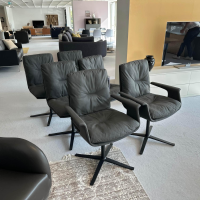 Hülsta - 6er-Set Stuhl D 27 Leder Nubuk Touch 5617 Schwarz Drehgestell Metall Schwarz Pulverbeschichtet - 10