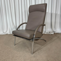 IP Design - Sessel Curve Leder Taupe Grau Gestell Metall - 6