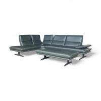 W. Schillig - Ecksofa 16777 Broadway Leder Longlife Xtra Forest Grün Metallkufe Schwarz Matt Inklusive Hocker - 6