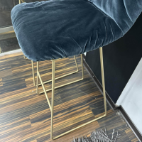 Freifrau - 2er Set Barhocker Leya Barstool High Stoff Adamo Und Eva Blau Gestell Stahl Messing - 2