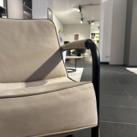 Jori - Sessel Lagom Leder Nubuck Cream Grau Metall Matt Schwarz Pulverbeschichtet - 8