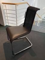 Tecta - 4er-Set Stuhlgruppe B 20 I Leder Schwarzbraun Geflecht Schwarzbraun Gestell Verchromt - 3