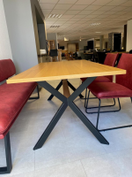 Schösswender - Essgruppe Memphis Kunstleder Season Rot Gestell Metall Schwarz Platte Wildeiche Furniert - 6