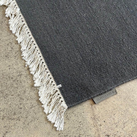 Kvadrat - Teppich Vintage Kelim Plain Schurwolle Mit Fransen Grau 200x300 - 3