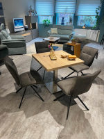 Natura - 4er-Set Stuhl Nottingham Stoff Microfaser Aberdeen Anthrazit Stativ Gestell Eisen Schwarz - 4