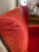 Contur - Sessel Sergio Stoff Chenille Terracotta Rot Inklusive Hocker - 5