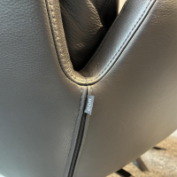 COR - Drehsessel Cordia Leder 282 Basalt Grau Schwarz Gestell F01 Schwarz Braun Kunststoffgleiter Mit Hocker - 4