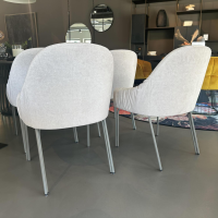 Freifrau - 4er Set Armlehnstuhl Celine Low Stoff Smart Dune Beige Gestell Stahl Beige Grau - 6
