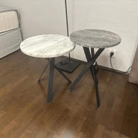Draenert - 2er Set Beistelltisch Mortimer Platten Orobico Black 3 Stein Weiß Und Grau Gestell Stahl Schwarz - 2