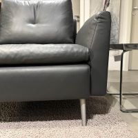 Artanova - Ecksofa Dyo Leder L3162G Silky Grau Fuß Aluminium Matt Gebürstet Mit Wendekissen - 4
