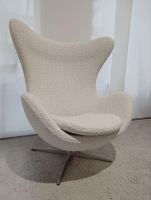 Fritz Hansen - Sessel Egg Chair Stoff Karakorum Ecumee 007 Weiß Kreuzfuß Aluminium - 5