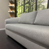 Signet - Schlafsofa Kyoto-4 Stoff F Tessin Samtgrau Füße Buche Schwarz - 4