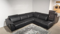 Candy - Ecksofa Sacramento Dickleder Torero Nero Schwarz Gestell Metall Füße Metall Chrom - 5