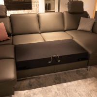 Modulmaster - Wohnlandschaft MM PN1080 Leder Torro Anthrazit Fuß Metall Alufarbig Silber Mit Kissen Und Anstellhocker - 8