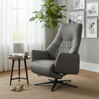 himolla - Sessel 7948 S Lounger M Leder 27 Leonessa Arctic Grau Sternfuß Metall Anthrazit Mit Motorischer Verstellung - 6