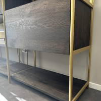 Janua - Shelf solid wood oak smoked anthracite oiled aluminium anodized Ev3 brass - 10