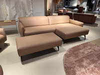 himolla - Ecksofa Tangram 9660 Leder 24 Longlife Mousse Beige Braun Gestell Metall Anthrazit Inklusive Hocker Und Verstellung - 8