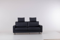 Werther - Sofa Variation 108 Leder L7060C Dunkelblau Füße Edelstahlkufen Silber Inklusive Kopfteilkissen - 7