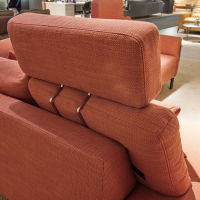 Musterring - Ecksofa MR 4530 Stoff Picasso Peach Orange Rot Metallfuß Schwarz Matt Mit Kissen Inklusive 2 Kopfstützen XL - 4