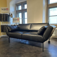 Brühl - Funktionssofa Anilinleder 5669 10 Lama Schwarz Gestell Metall Schwarz Pulverbeschichtet Mit Rollen - 7