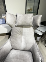 Bullfrog - Sessel Charles Leder Crazy Nubuk Beige Grau 2510 41 Platte Rund Schwarz Matt Pulverbeschichtet Inklusive Nackenkissen - 3