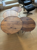 Scholtissek - Beistelltisch Set Sichel Platten Nussbaum Astig Natur Geölt Gestell Rundstahl Schwarz Pulverbeschichtet - 3