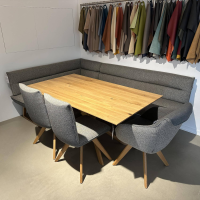 Koinor - Essgruppe S1250 T5005 Platte Massivholz Wildeiche Natur Bezug Stoff 20 Q2 Farbe Sky Grau Und Rain Grau - 4