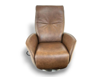 himolla - Relaxsessel 7928 Easy Swing L Sitzfläche Leder Eleganza Forest Braun Rücken Und Seiten Stoff Salino Schlamm Braun Drehteller Holz Wildeiche - 5
