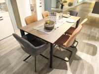Nobilia - Essgruppe 434017 Sessel Stoff 746 Storm Grey Grau Stuhl Stoff 749 Cognac Braun Tisch Eiche Havanna Nachbildung Füße Schwarz - 2