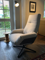 Bielefelder Werkstätten - Sessel Daron Stoff T Normandie Beige Füße Schwarz mit Hocker - 6