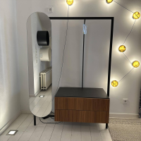 Novamobili - Garderobe Easy Metallrahmen Schwarz Brüniert Schubkasten Nussbaum Canaletto Mit Spiegel - 4