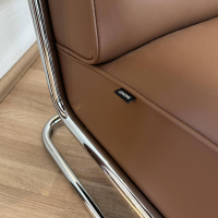 Thonet - Sessel S 412 Leder Linea Marrone 608 Braun Gestell Stahlrohr Verchromt Armauflage Nussbaum Geölt - 6